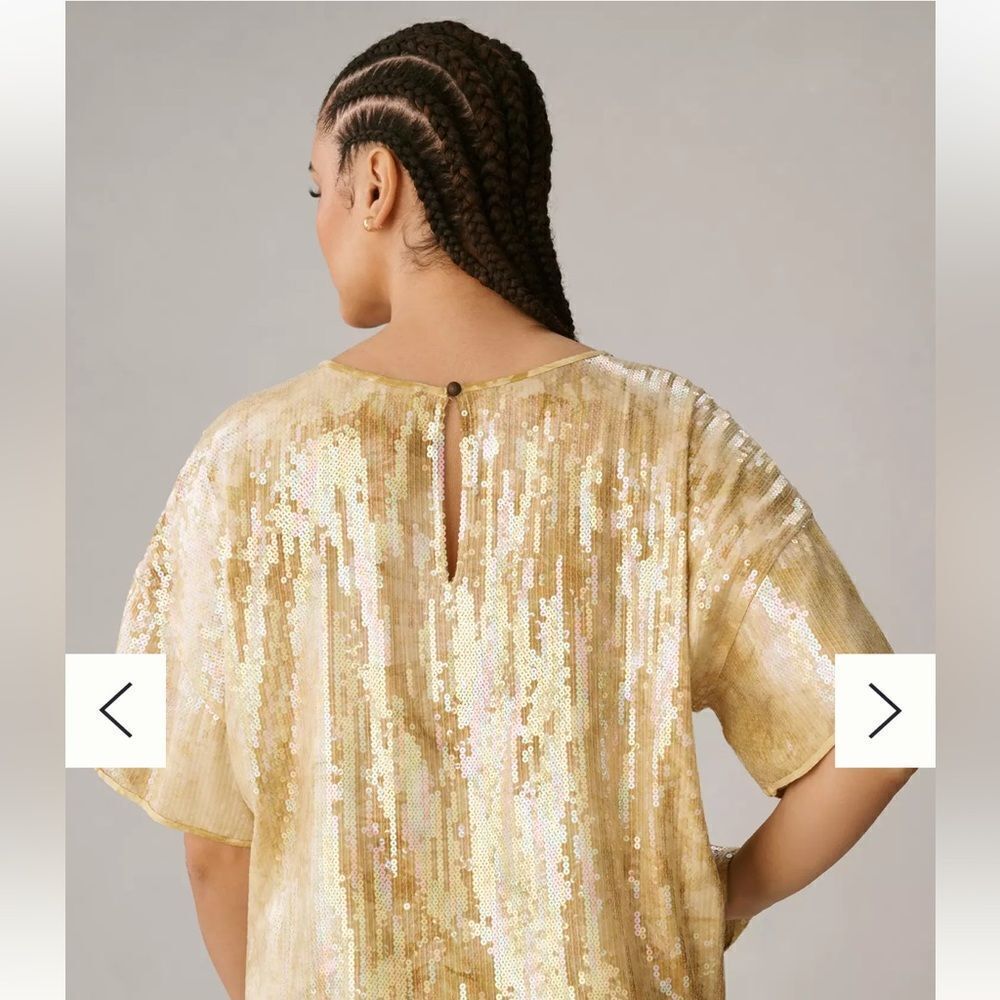 Anthropologie Pilcro Sequin Tech Top Glam Fairy L - Picture 6 of 15
